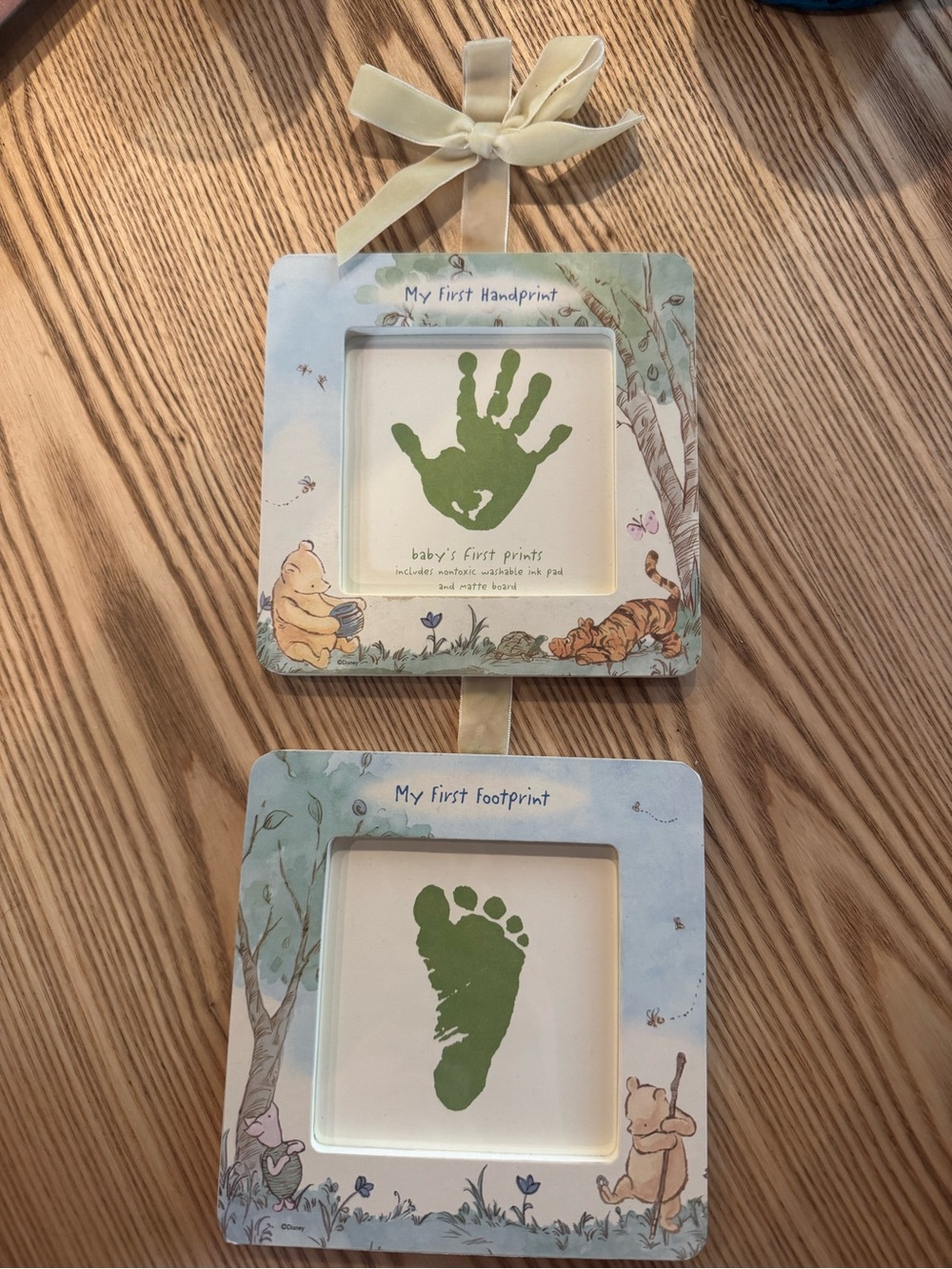 Disney Winnie the Pooh Green Handprint & Footprint Hanging Frame